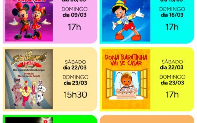 Programação Infantil de Março no Teatro Brigitte Blair!